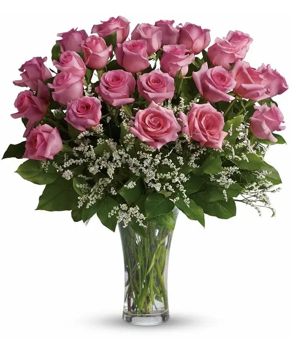Two Dozen Long Stem Pink Roses Fleur Concept
