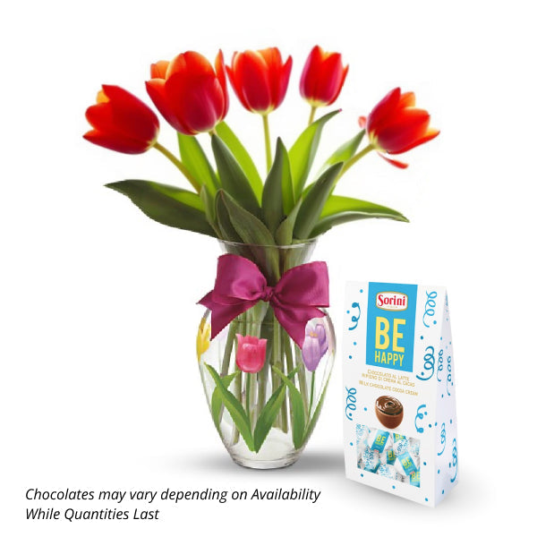 Fête des Mères 5 Tulipes & Boîte de Chocolats
