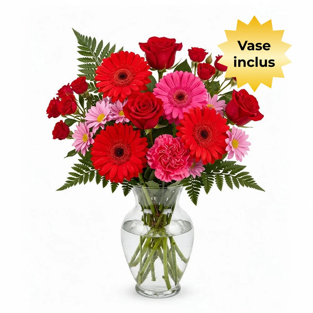 Cherry Bomb Bouquet in Vase Fleur Concept