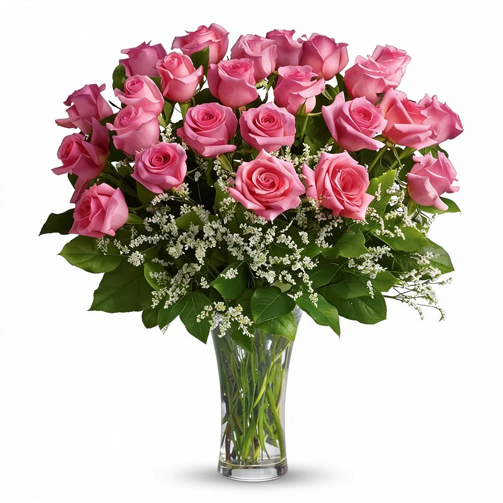 Two Dozen Long Stem Pink Roses Fleur Concept