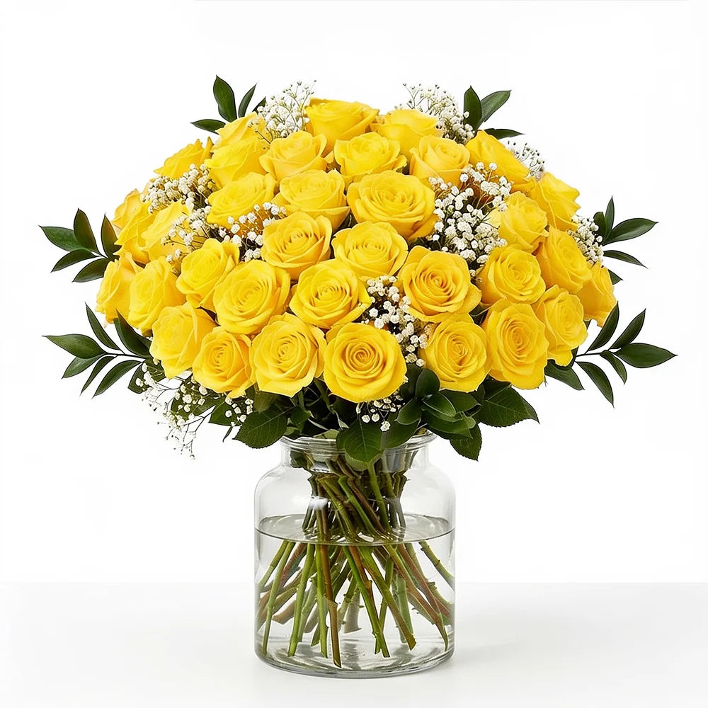 Three Dozen Long Stemmed Yellow Roses Fleur Concept