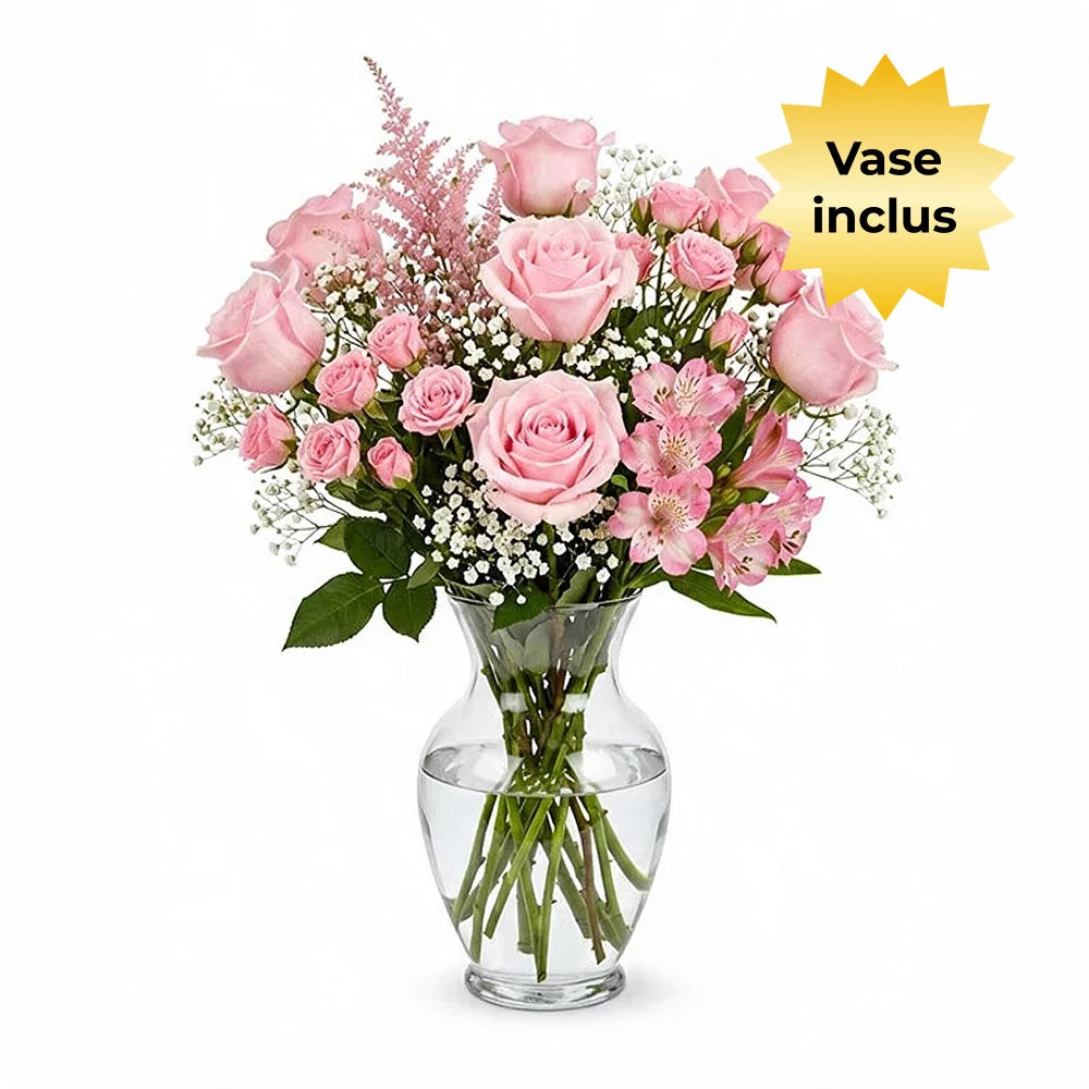 New Baby Girl Bouquet in Vase Fleur Concept