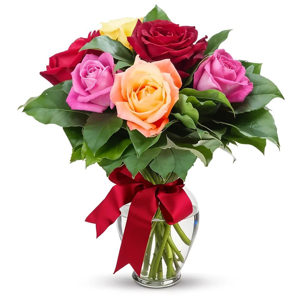 Half Dozen Mixed Long Stem Roses Fleur Concept