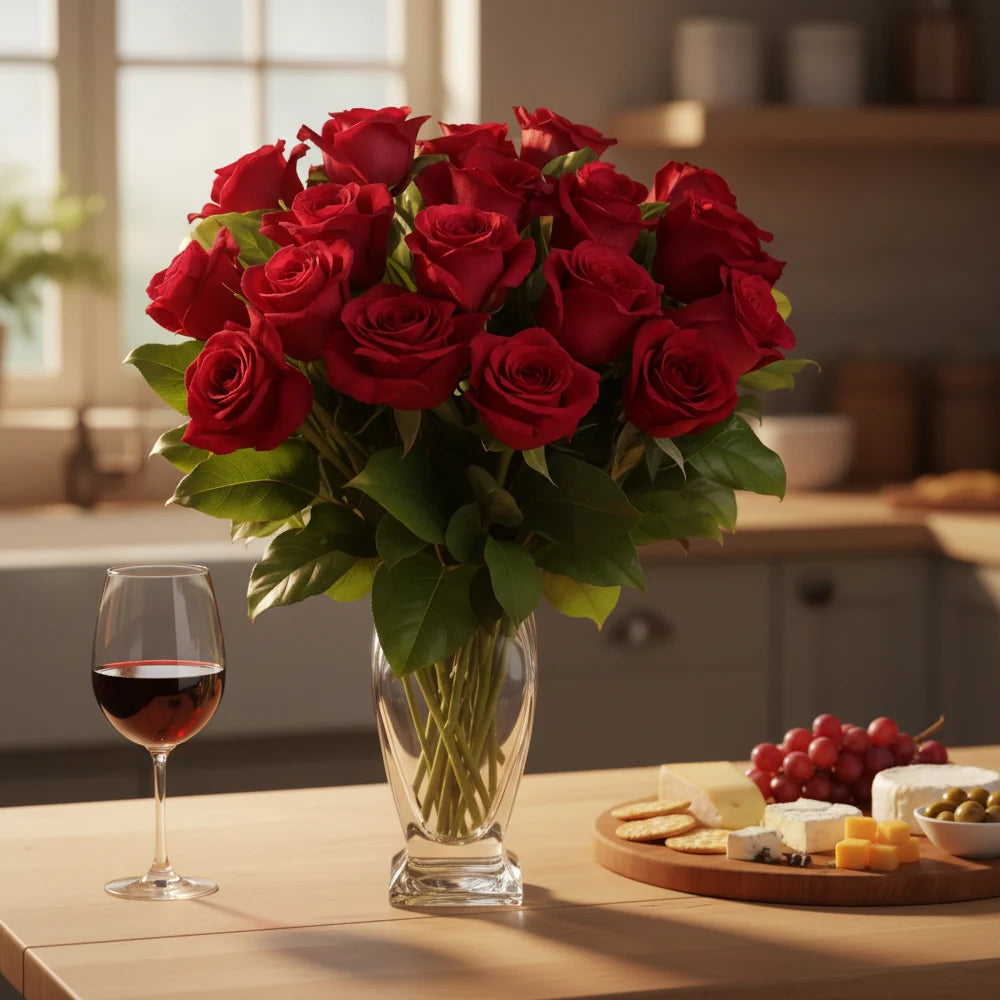 Eighteen Long Stem Red Roses Fleur Concept