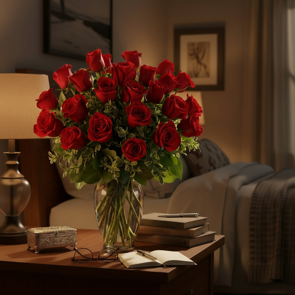 Two Dozen Long Stemmed Red Roses Fleur Concept