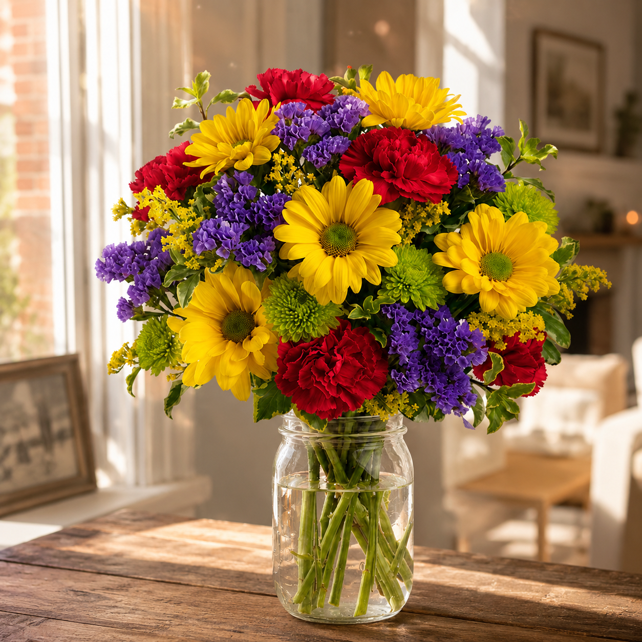 Hooray Bouquet in Mason Jar Fleur Concept