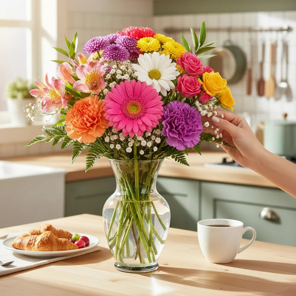 Bright Colours Designer’s Choice with Vase & Card Fleur Concept