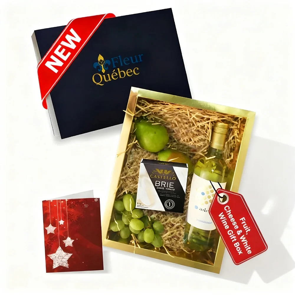 Fruit, Cheese & White Wine Gift Box Fleur Concept