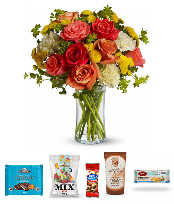 Citrus Kissed Gourmet Bundle with Flowers & Gourmet Items