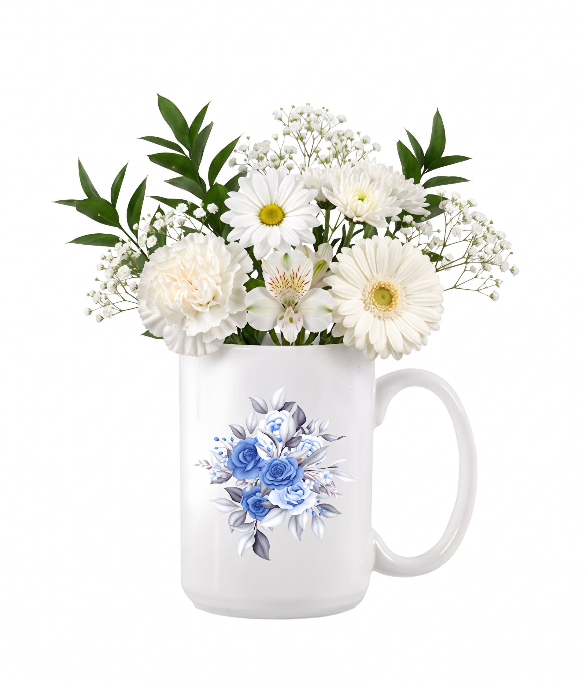 White Designer Floral Mug Collection
