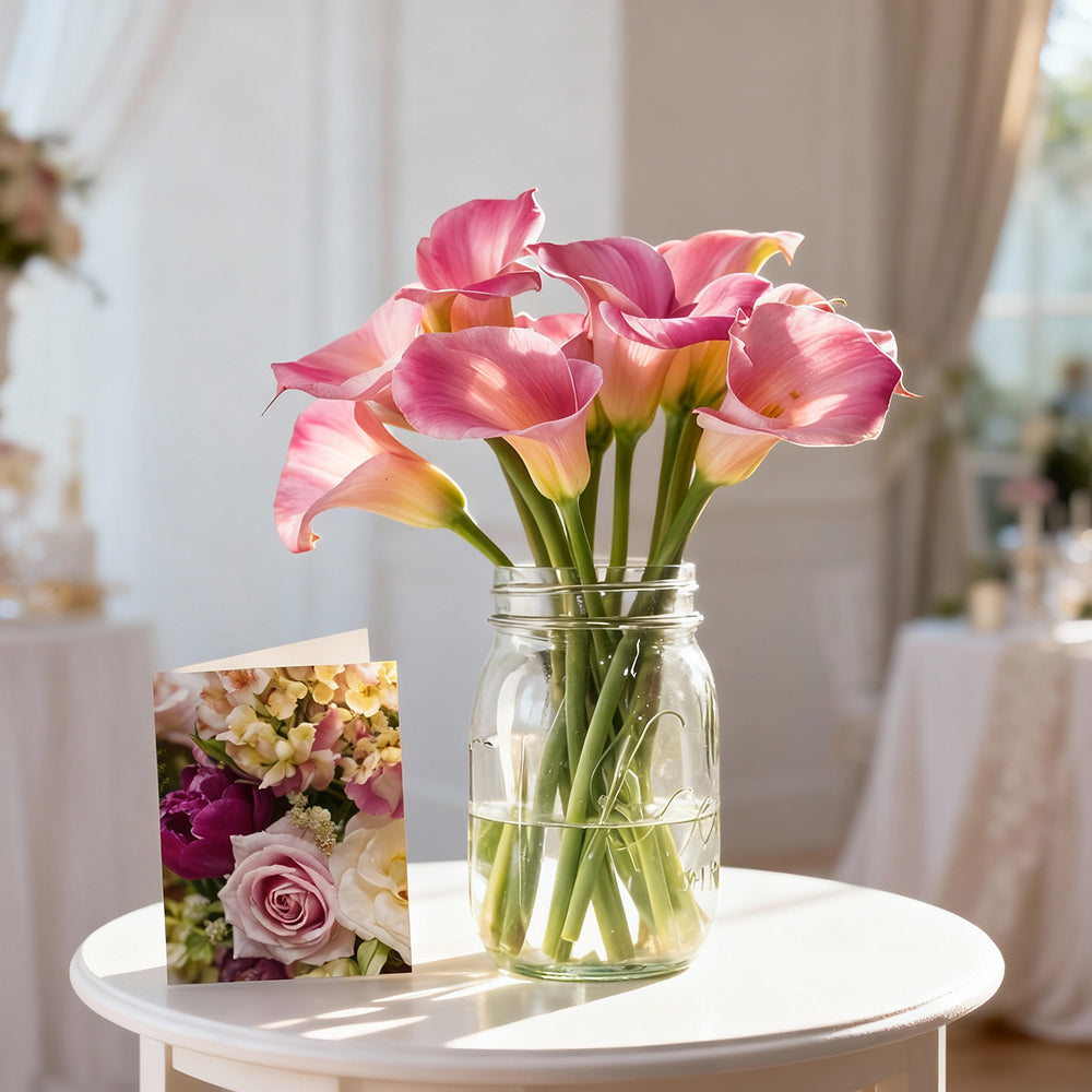 Pink Calla Lilies in Mason Jar Fleur Concept