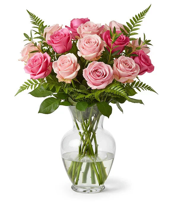 One Dozen Long Stemmed Pink Roses Fleur Concept