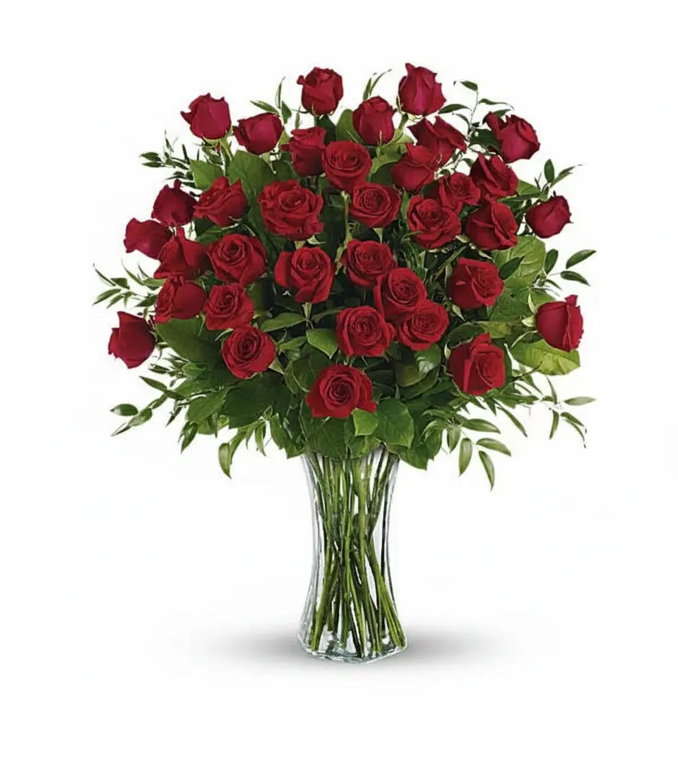 Three Dozen Long Stem Red Roses Fleur Concept