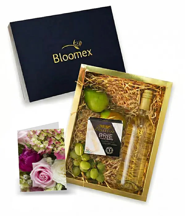 Fruit, Cheese & White Wine Gift Box Fleur Concept