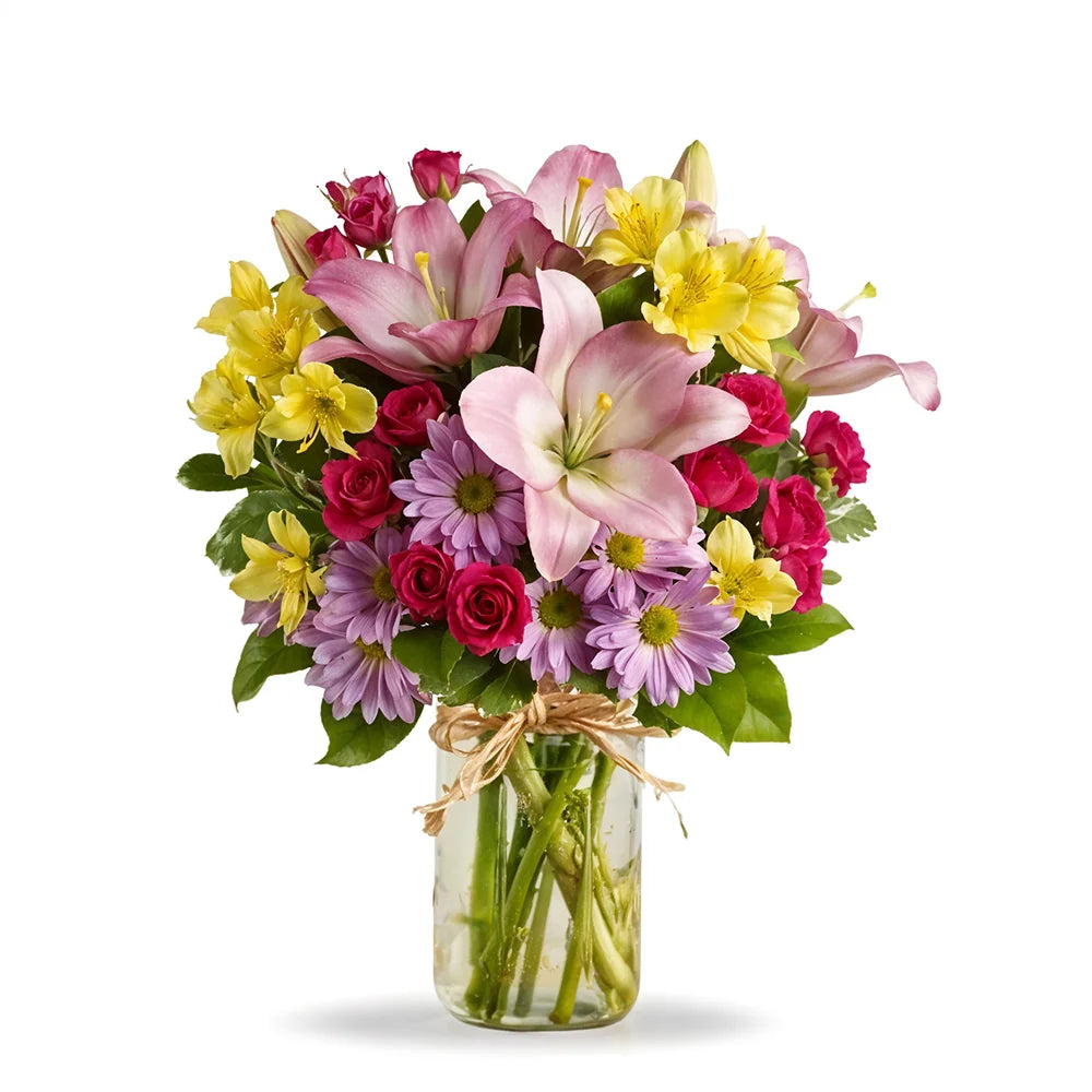 Shades of Spring in Mason Jar Fleur Concept