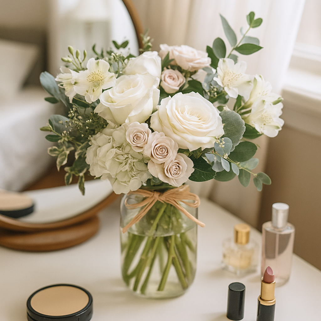 Peaceful Clouds in Mason Jar Fleur Concept