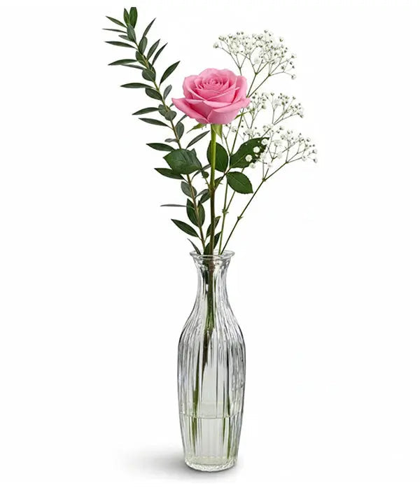 Pink Rose in Bud Vase Fleur Concept