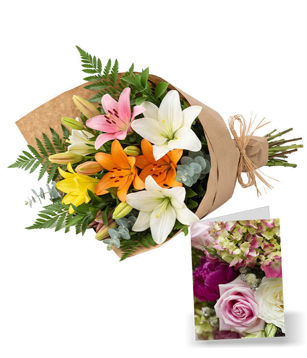 Bunch of Assorted Lilies with Card