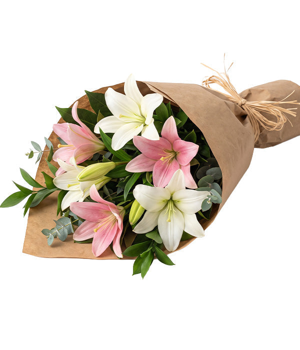 Bunch of Pink & White Lilies