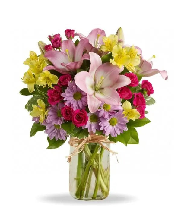 Shades of Spring in Mason Jar Fleur Concept