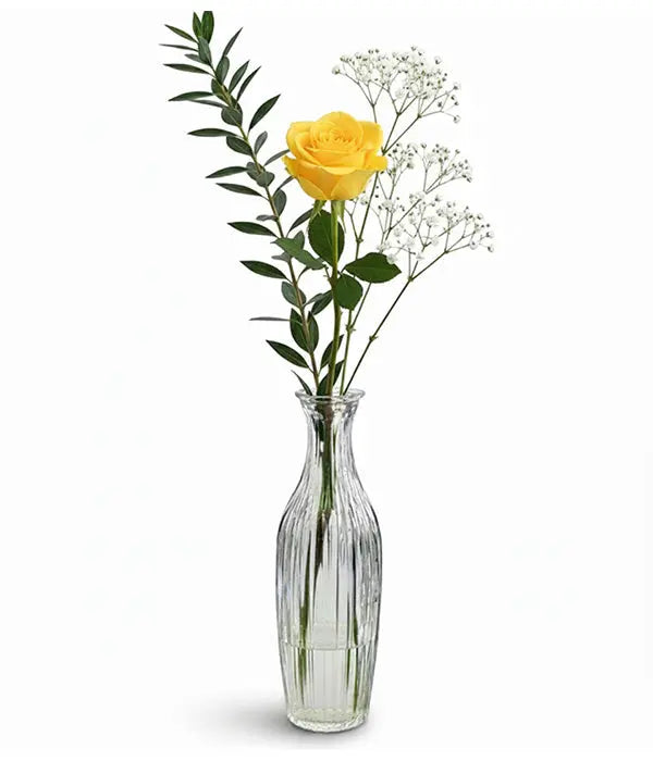 Yellow Rose in Bud Vase Fleur Concept