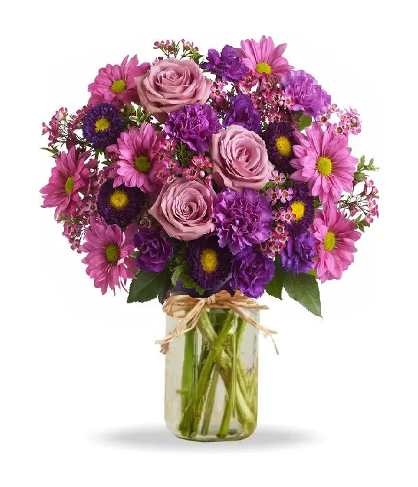 Love & Laughter in Mason Jar Fleur Concept