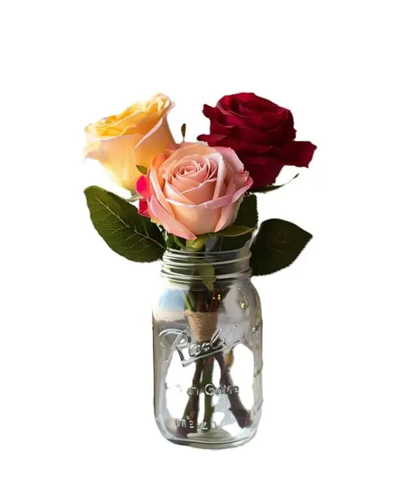 Assorted Roses in Mason Jar Fleur Concept