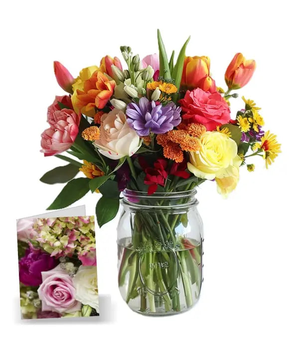 Mothers Delight in Mason Jar Fleur Concept