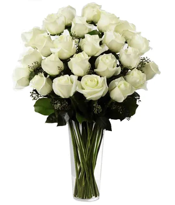 Two Dozen Long Stemmed White Roses Fleur Concept