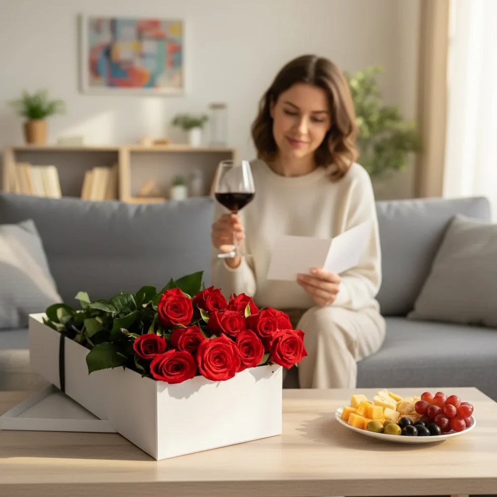 One Dozen Gift Boxed Red Roses Fleur Concept