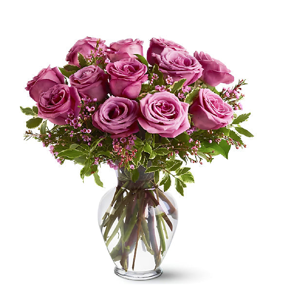 12 long-stemmed lavender roses