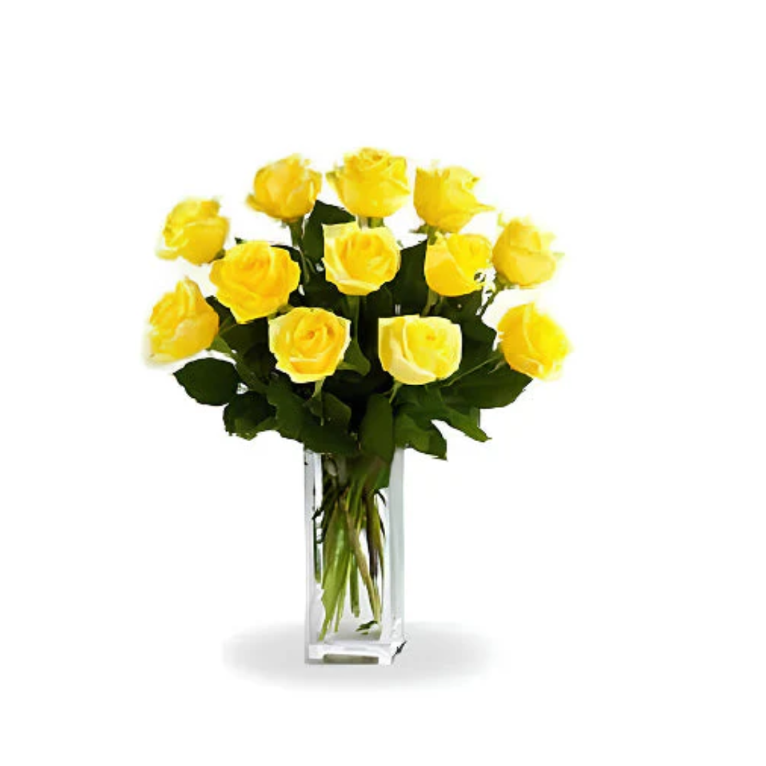 12 long-stemmed yellow roses