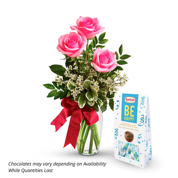 Mother's Day 3 Roses with a Box of Chocolates