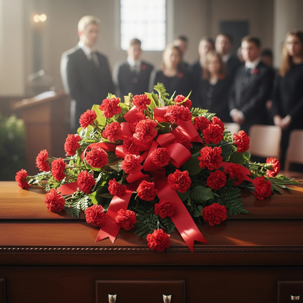 Warm Regards Casket Spray Fleur Concept