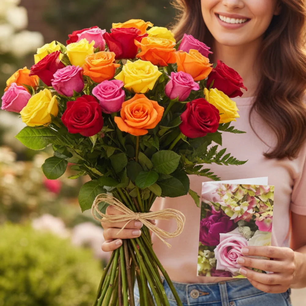 Two Dozen Assorted Roses Fleur Concept