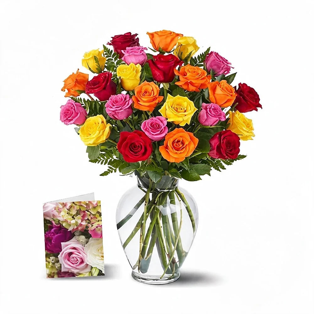 Two Dozen Assorted Roses Fleur Concept