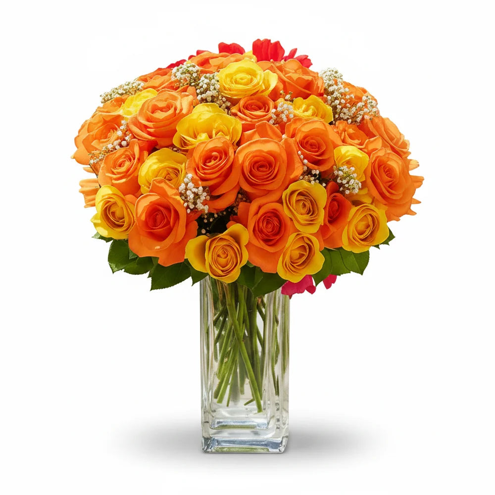 Three Dozen Long Stem Orange Roses Fleur Concept