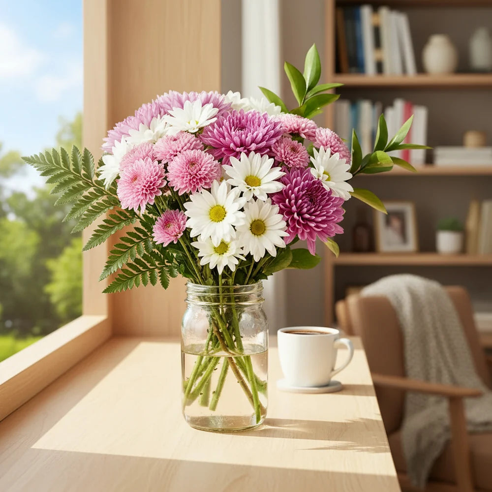 Mum's for Mum Bouquet in Mason Jar Fleur Concept