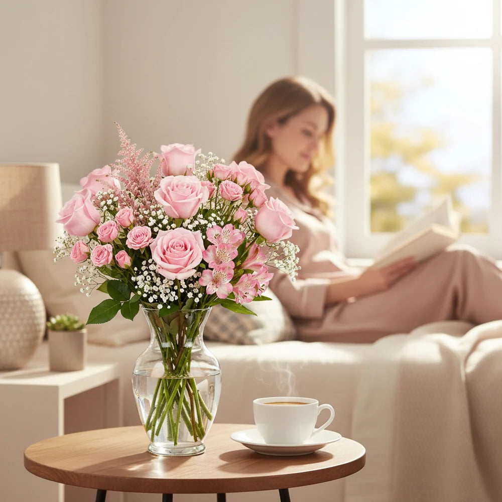 New Baby Girl Bouquet in Vase Fleur Concept