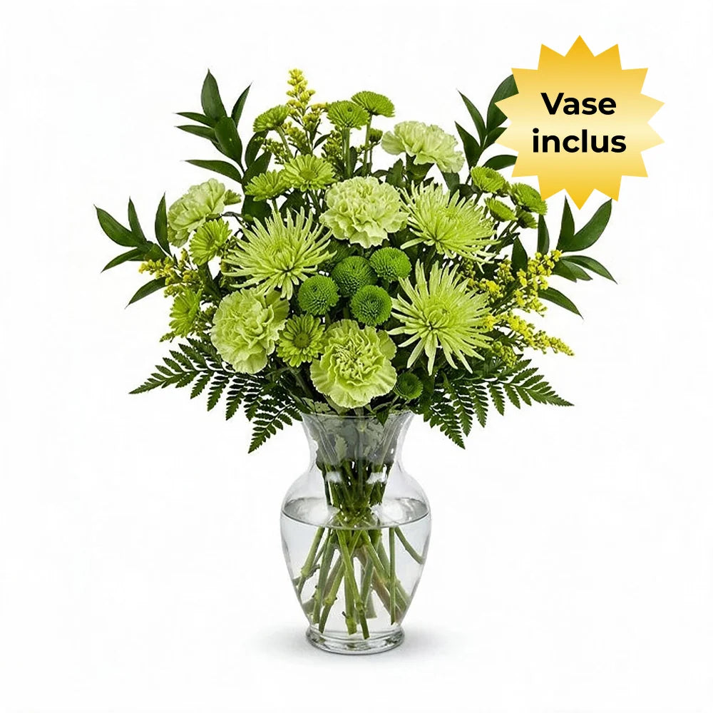 Green with Envy Bouquet in Vase Fleur Concept