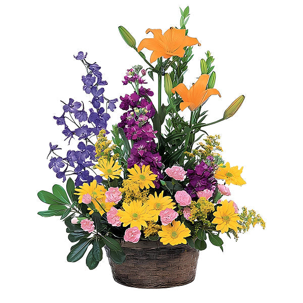 Panier de fleurs variées