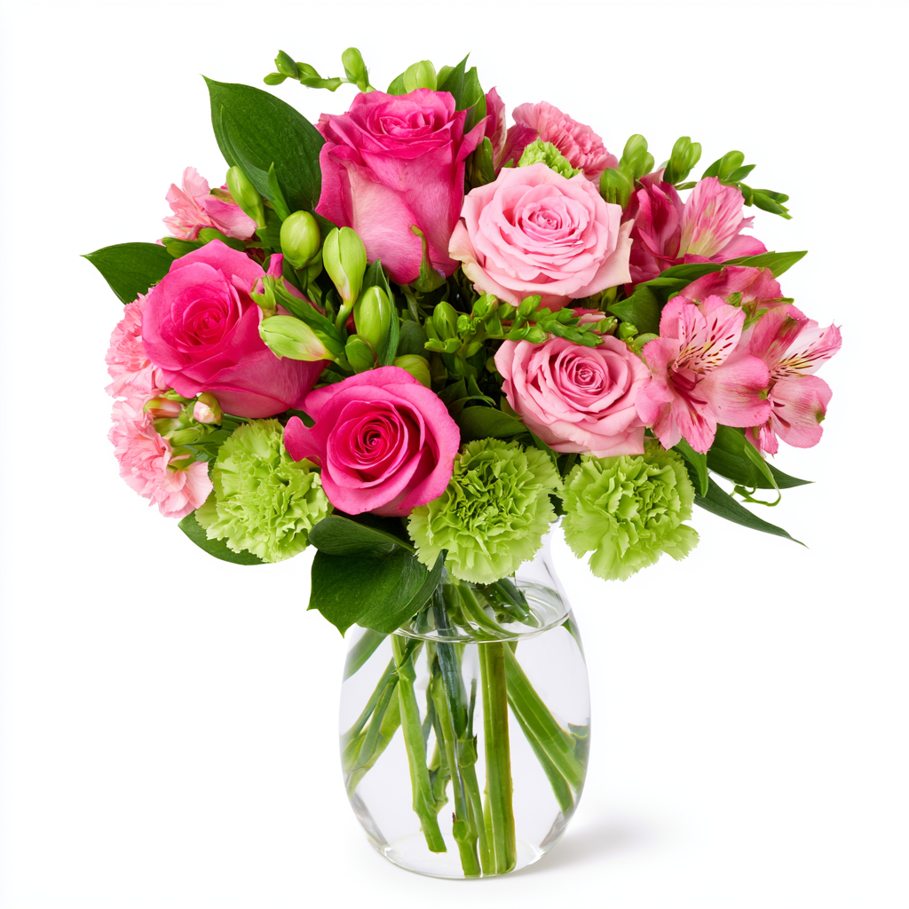 Green Twist and Pink Kisses Bouquet
