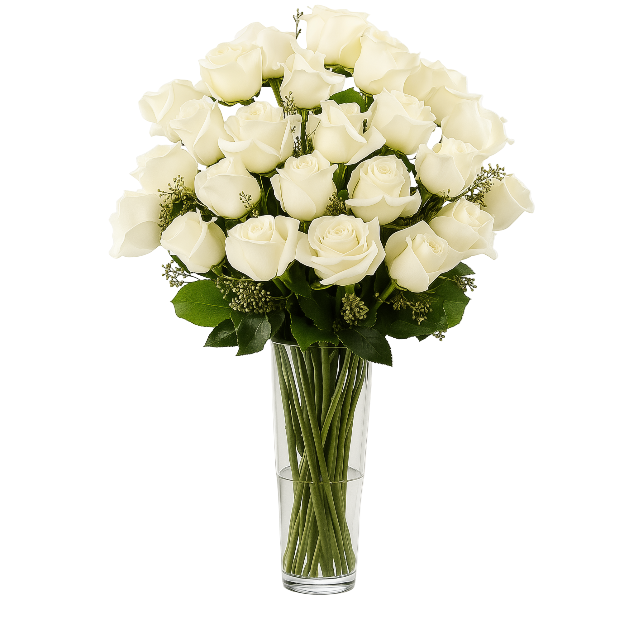 Two Dozen Long Stemmed White Roses Fleur Concept