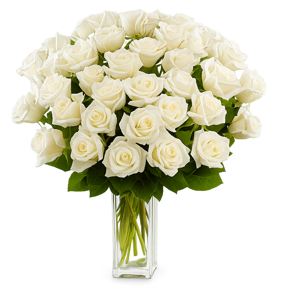 Three Dozen Long Stem White Roses Fleur Concept
