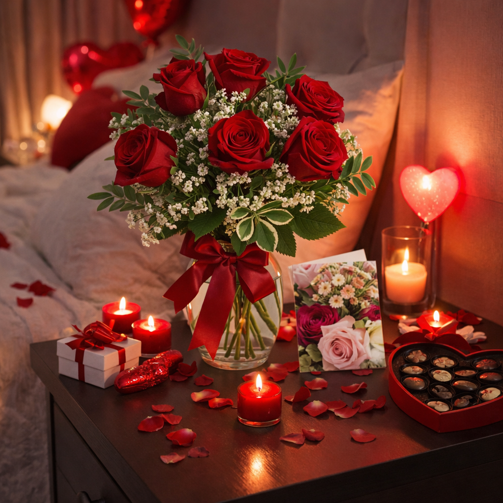 Half a dozen Sweetheart roses