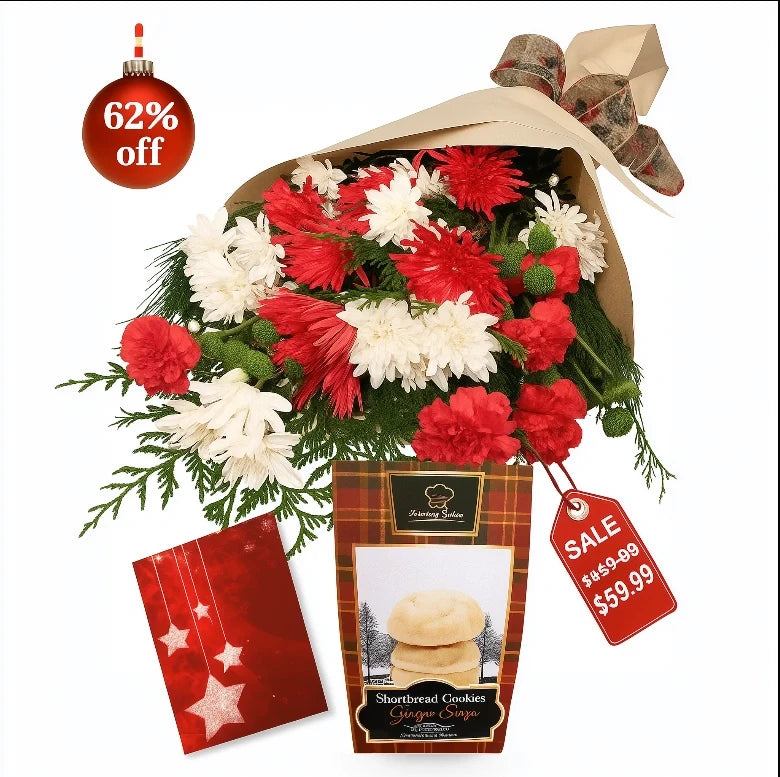 Bouquet with cookies and card