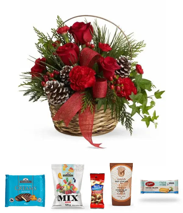 Christmas Glory Planter Basket with Gourmet Snacks