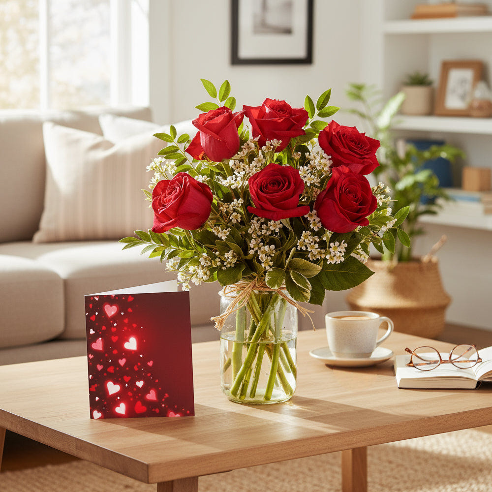 Sweetheart Roses in Mason Jar Fleur Concept
