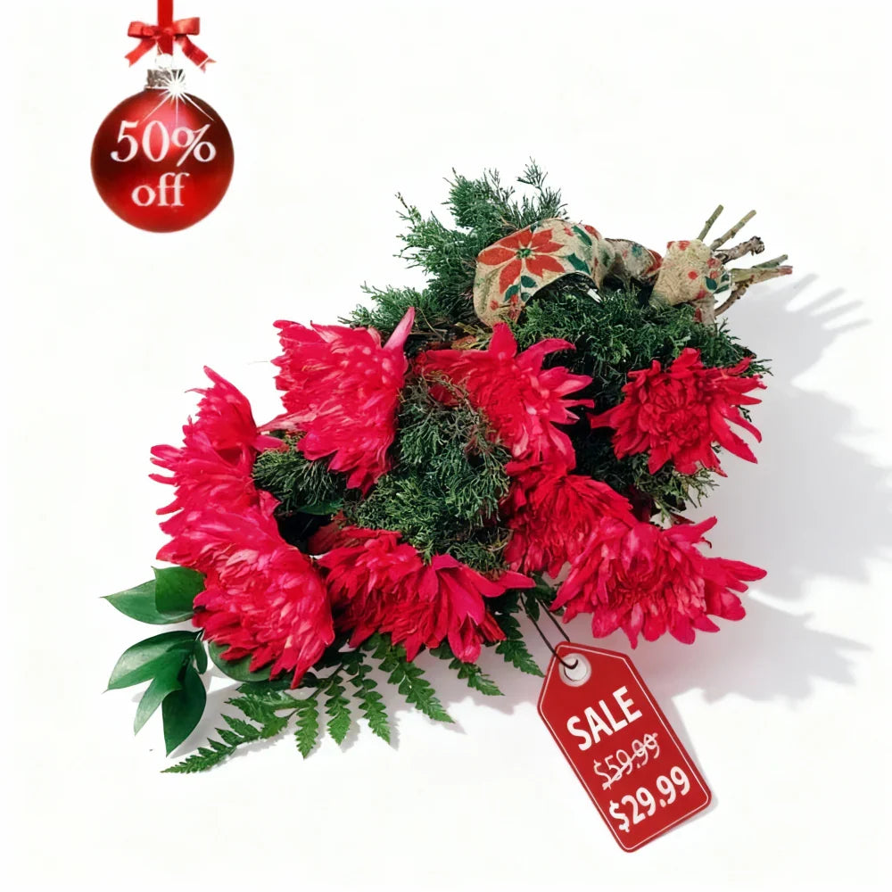 Christmas bouquet of red flowers
