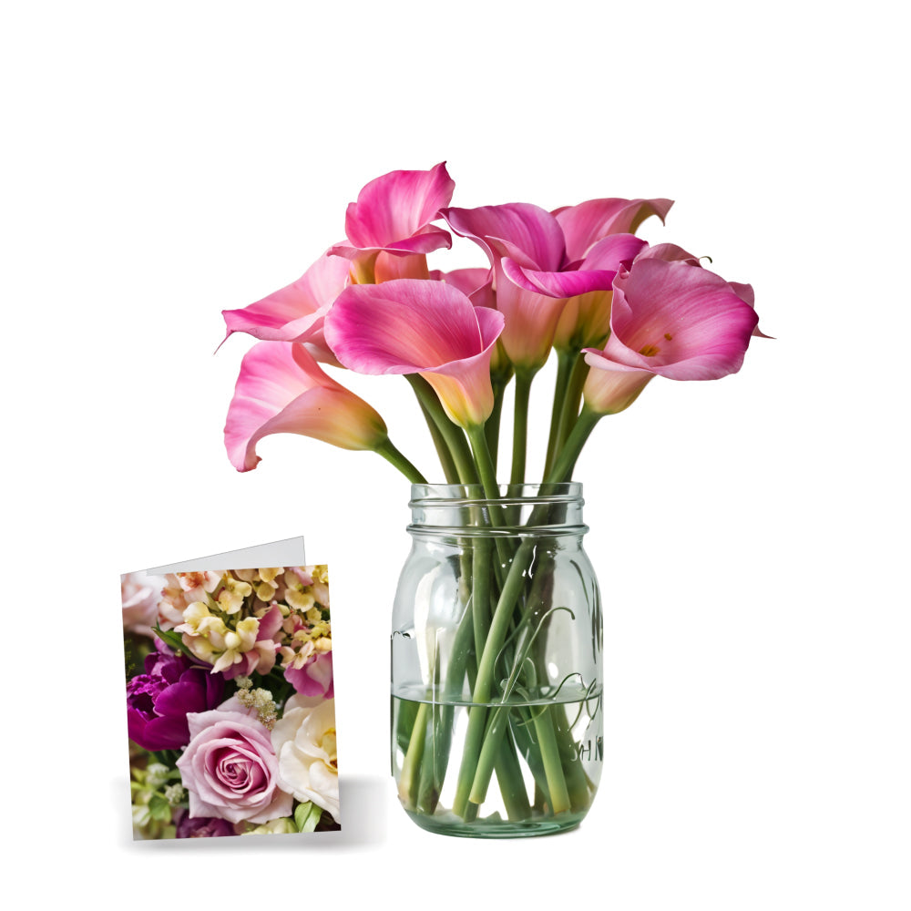 Pink Calla Lilies in Mason Jar Fleur Concept